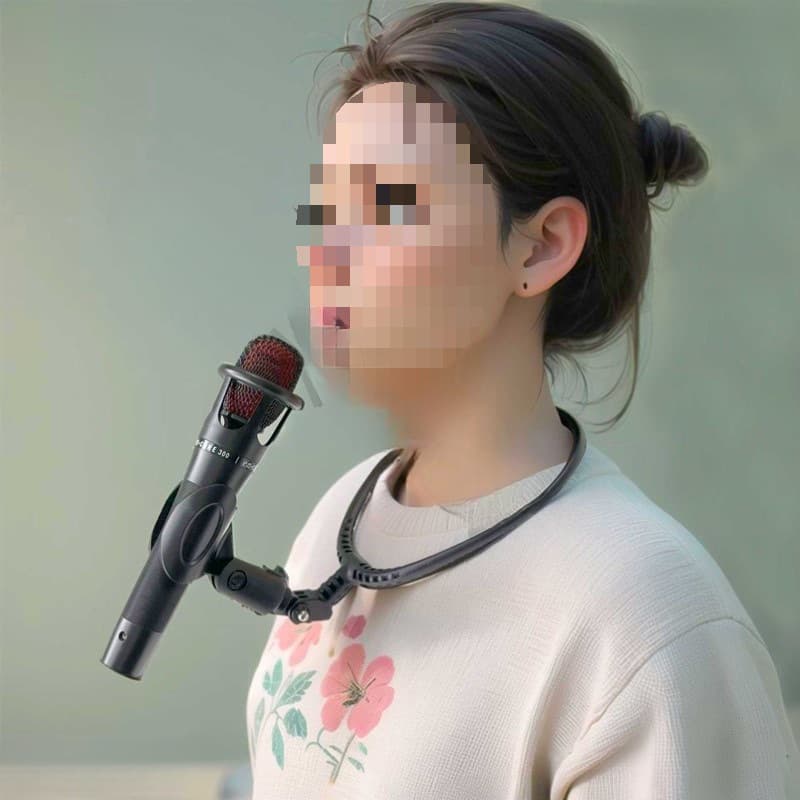 Neck Hanging Microphone Stand Singing Guitar Playing Magician Ventriloquist Host Hands-Free Microphone Clip