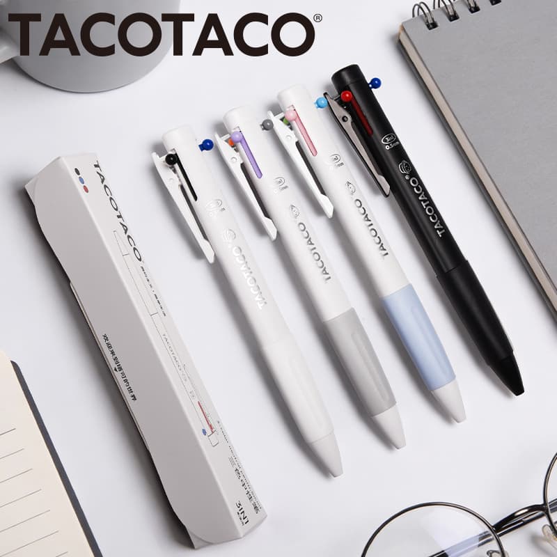 Tacotaco Three-Color Integrated Gel Pen for Students, Creative Simple Colorful Journaling Pen, Japanese Style Colored Pen