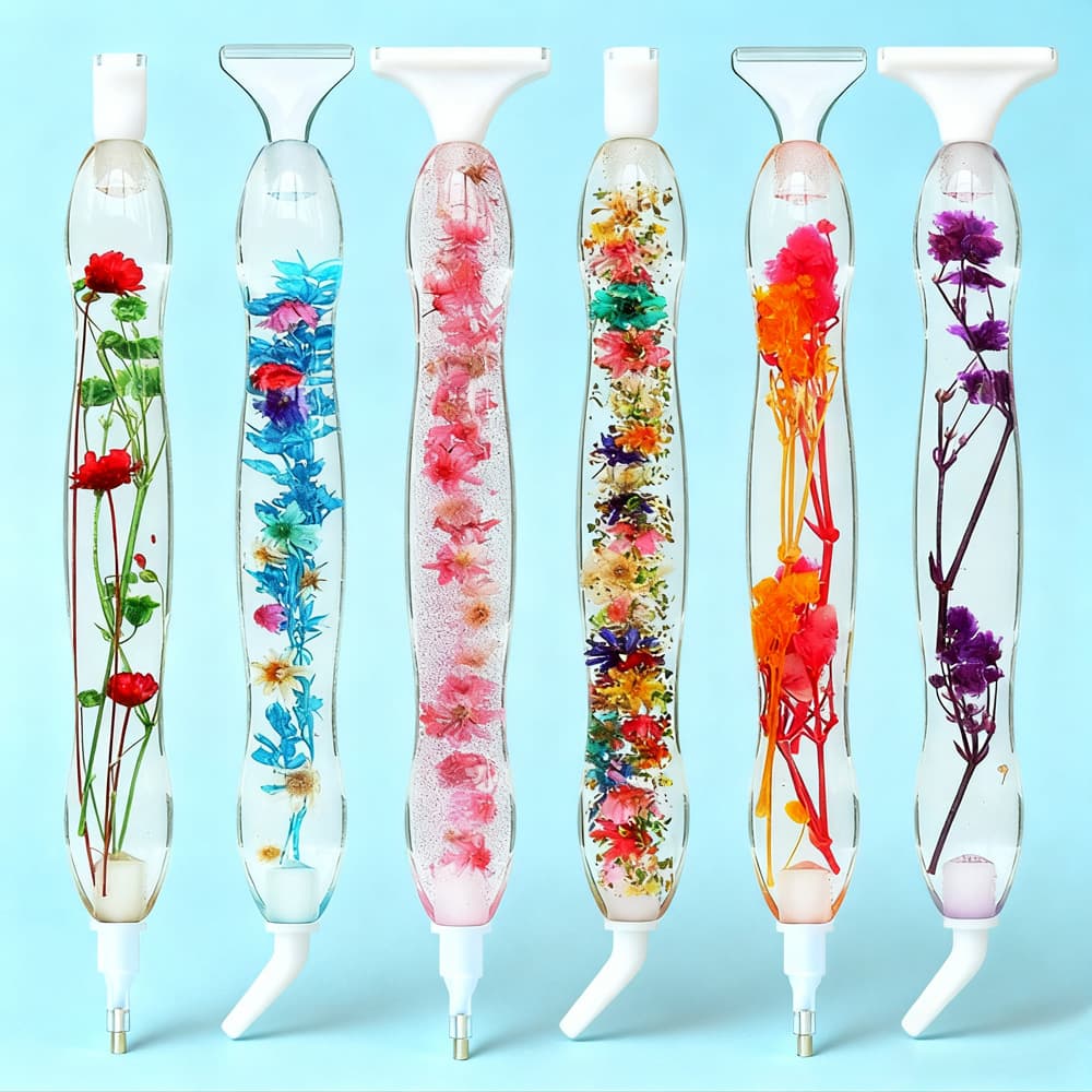 New Diamond Painting Dried Flower Dotting Pen, Resin Pen DIY Artificial Flower Dotting Pen, 5D Diamond Painting Tool Set