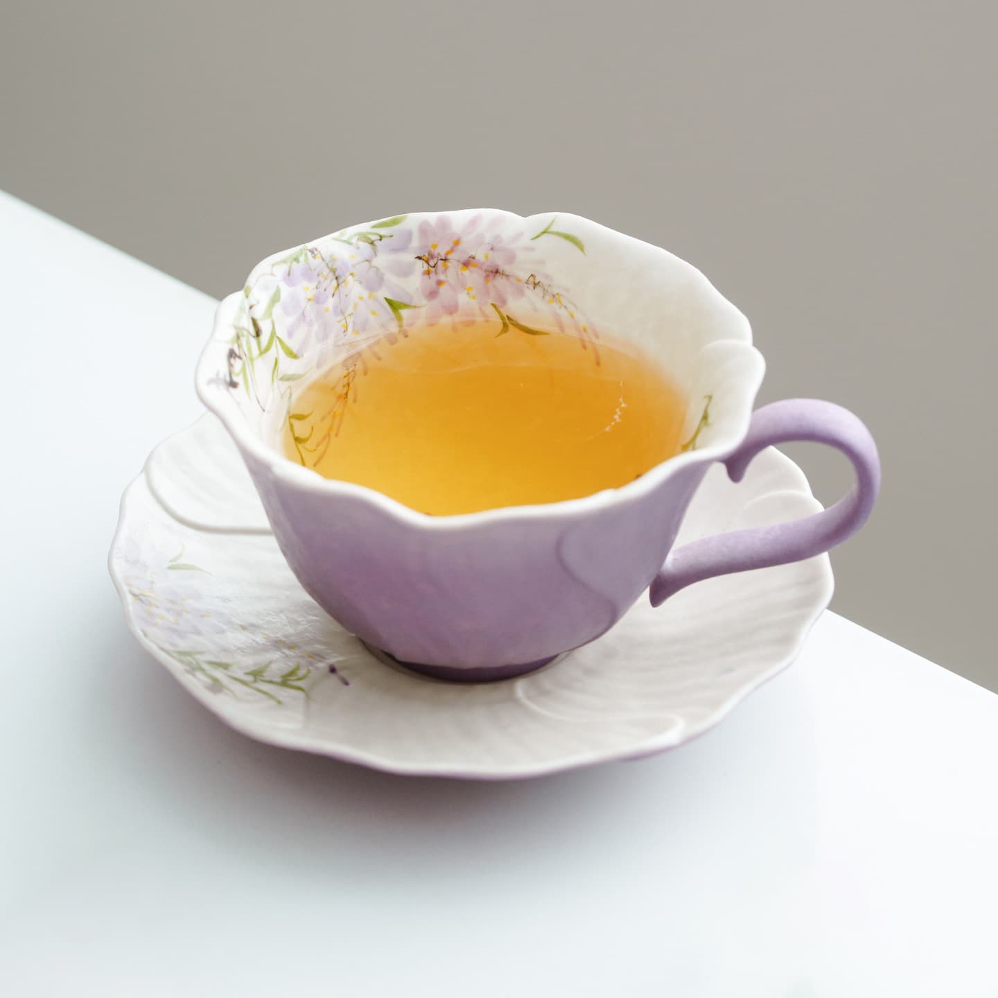Spring catkin wisteria coffee cup butterfly set household high-end ceramic cup high-end light luxury high-value latte cup exquisite