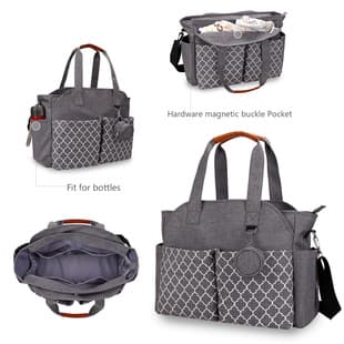 New Handheld Shoulder Diaper Bag with Geometric Print, Pacifier Pocket, Maternity Travel Bag for Outings