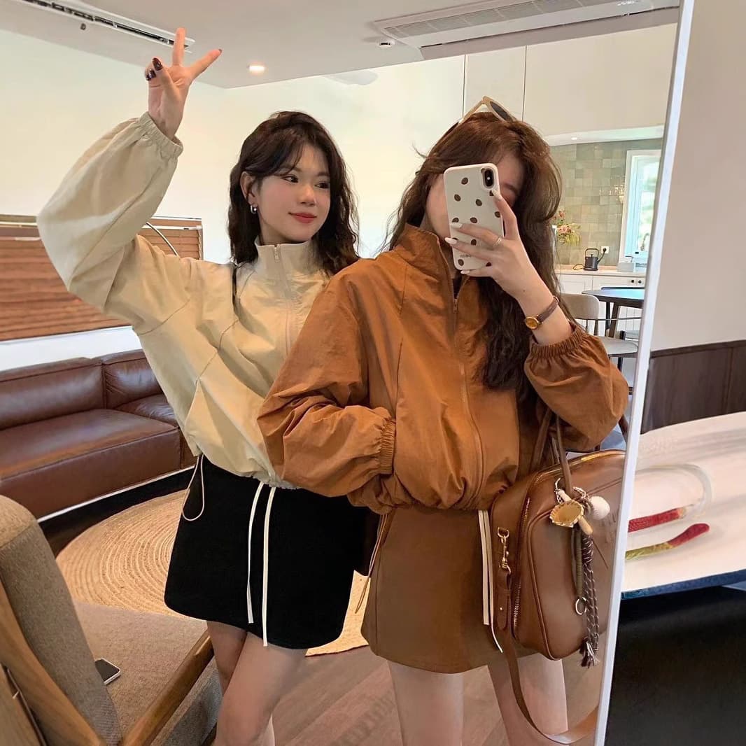 Women's Korean-style 2025 Summer New Loose Jacket Casual Zipper Top