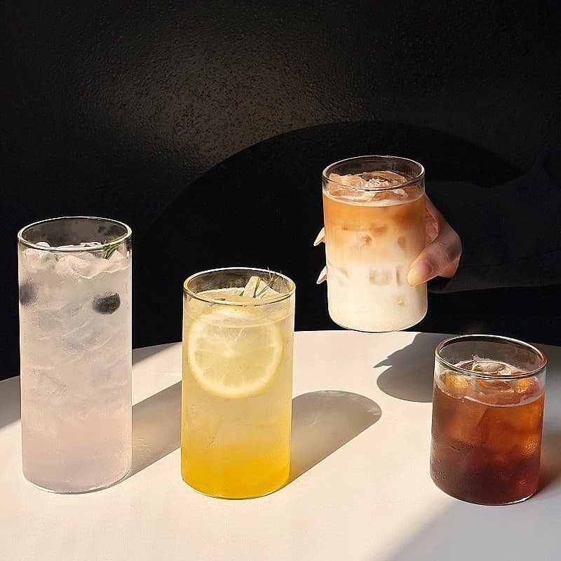 Simple Round Glass Cup, Household Transparent Summer Juice Cup, Cold Drink Cup, Ins Coffee Cup, Milk Cup, Water Cup