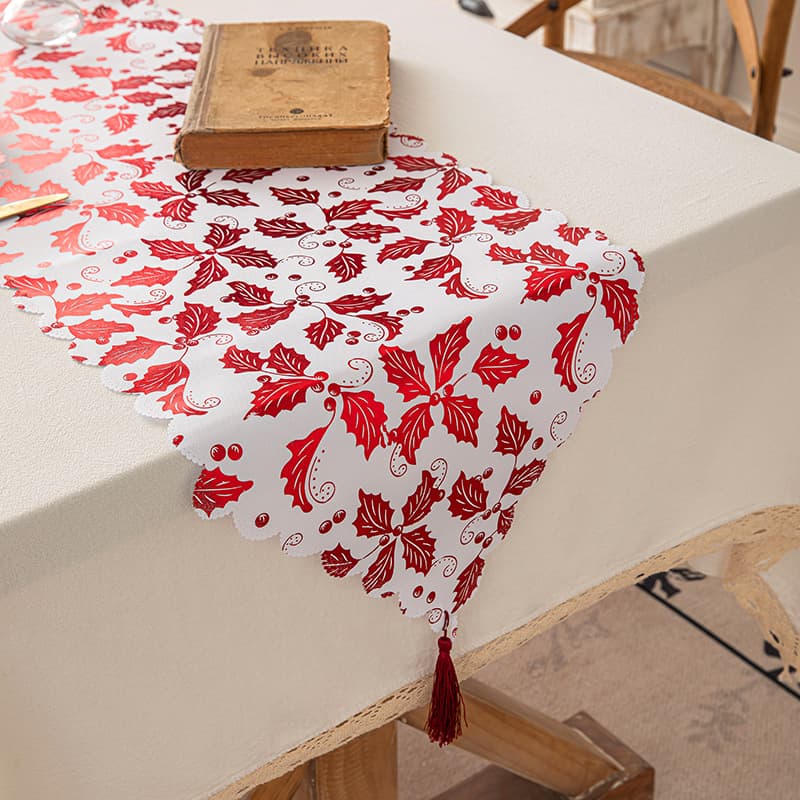 Cross-border Gold Foil Table Runner American Modern Minimalist Luxury Christmas Table Runner Home Wedding Holiday Banquet Decoration