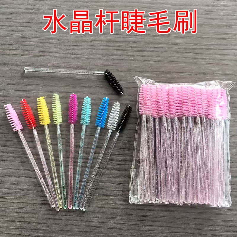 Crystal Rod Eyelash Brush Solid Rod Lash Comb Spiral Eyebrow Brush 50-Pack Eyelash Extension Tool