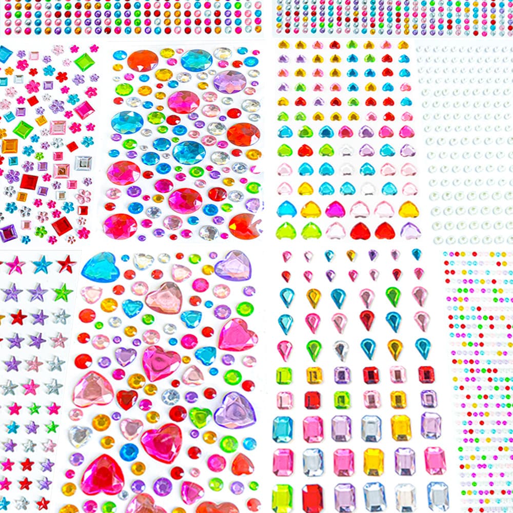 3514 Gem Stickers Kids DIY Handcraft Decorative Self-Adhesive Rhinestone Shiny 3D Diamond Stickers Cross-Border