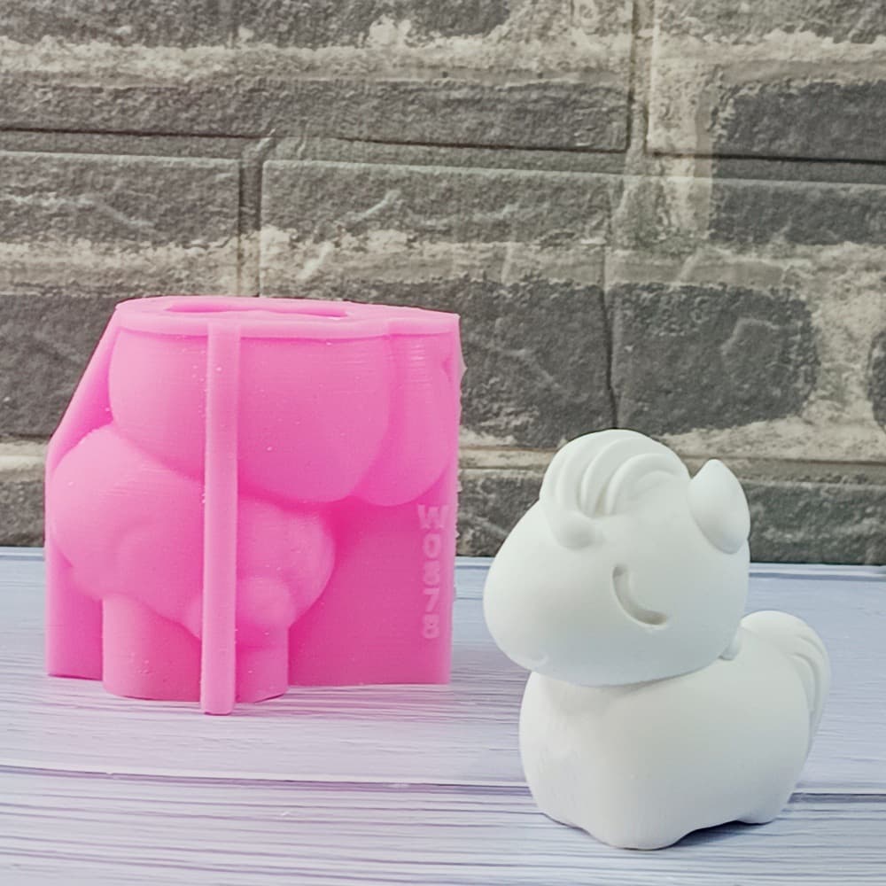 Horse Ornament Mold Candle Plaster DIY Plaster Ornament Candle Holder Silicone Mold W0878