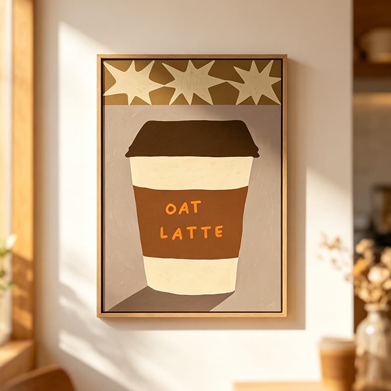 Vintage Coffee Fun Nordic Style Abstract Cup Coffee Corner Decorative Painting Natural Wood Style Restaurant Atmosphere Wall Art