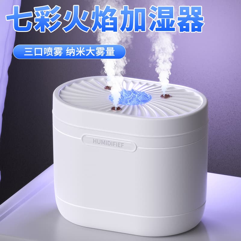 New Cross-Border Creative Humidifier Portable Desktop Home Large Mist Volume Three-Spray Seven-Color Humidifier