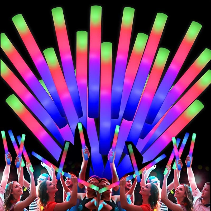 2026 New Cross-border Drop Shipping 30 Pack LED Colorful Flashing Foam Glow Sticks