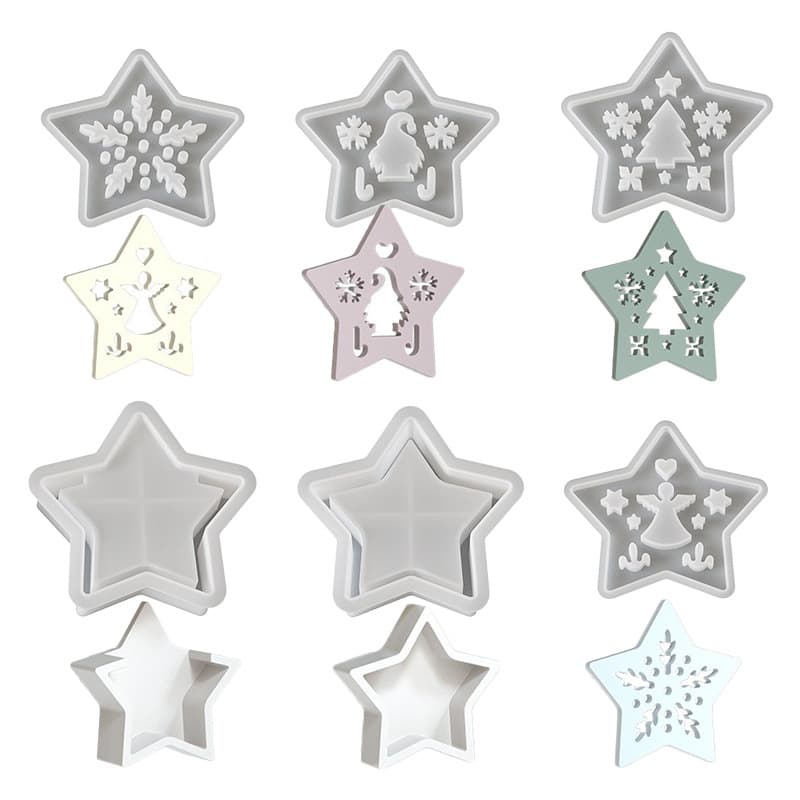 Christmas Cut Out Five-Pointed Star Silhouette Lamp Resin Silicone Mold Glue DIY Christmas Star Plaster Egg Lamp
