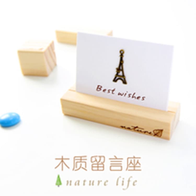 Solid Wood Base for Calendar Postcard, Desktop Sticky Note Wooden Holder, Memo Card Photo Message Clip Menu Stand