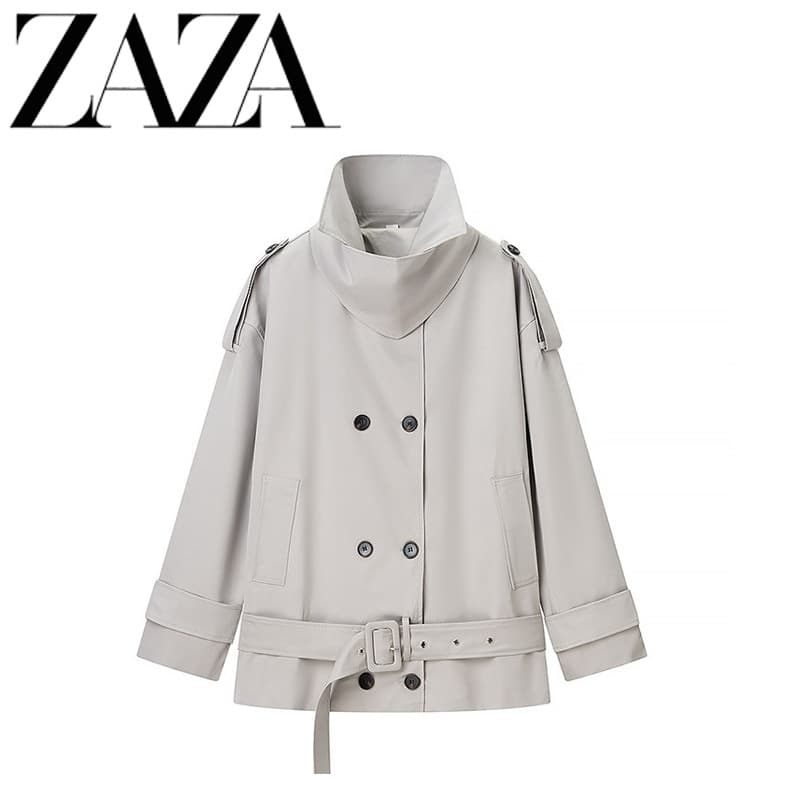 ZAZA Custom European & American Style Wholesale Women's Fashion Versatile Elegant Double-Breasted Mid-Length Trench Coat for Women