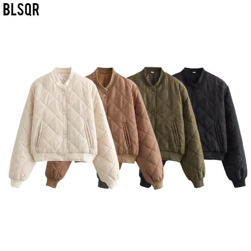 2025 Cross-Border Women's New Fall/Winter Comfortable Casual Short Puffer Jacket Bomber Coat A19847