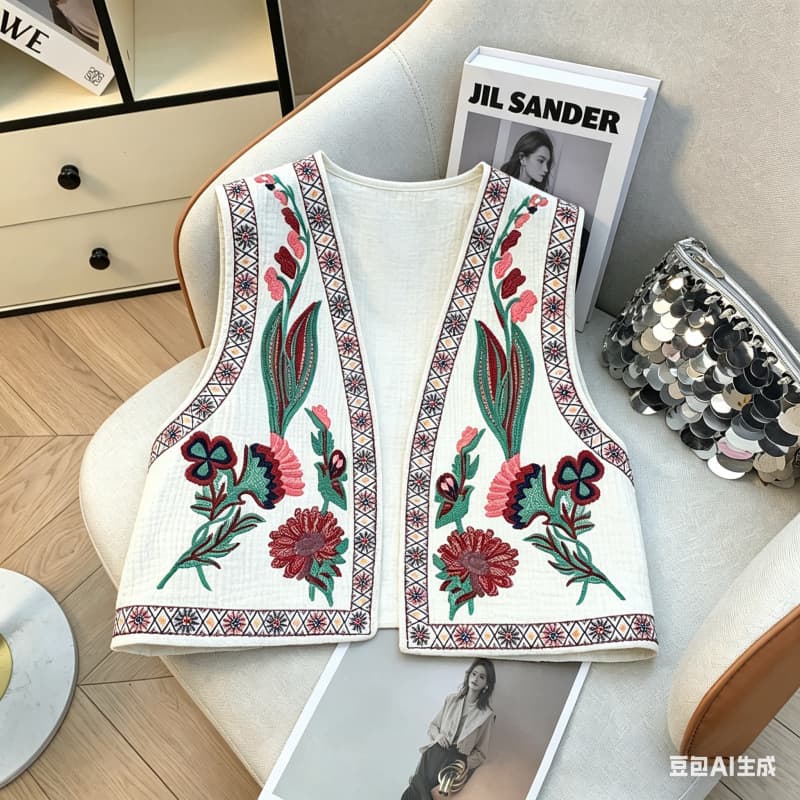 Spring and Summer New Bohemian Ethnic Style Embroidered Versatile Travel Photo Vest Outerwear