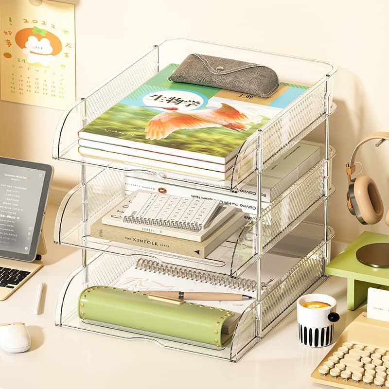 Cross-border Exclusive Transparent Visible File Rack Desktop Storage Cabinet Document Organizer Stationery Office A4 Paper