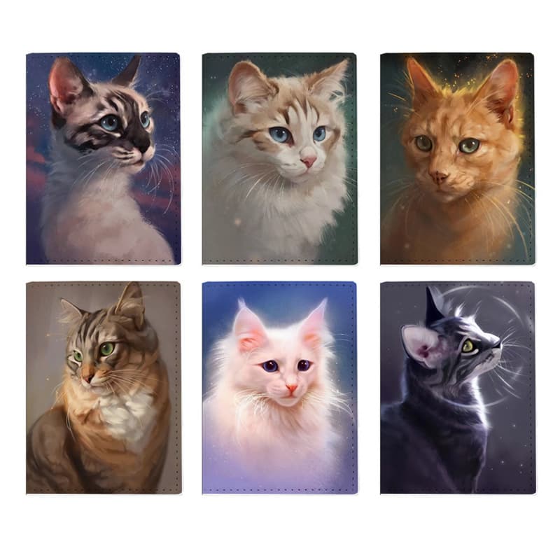 In Stock Fresh and Cute Cat Multifunctional Passport Holder Printed Travel Passport Case PU Document Protector Wholesale