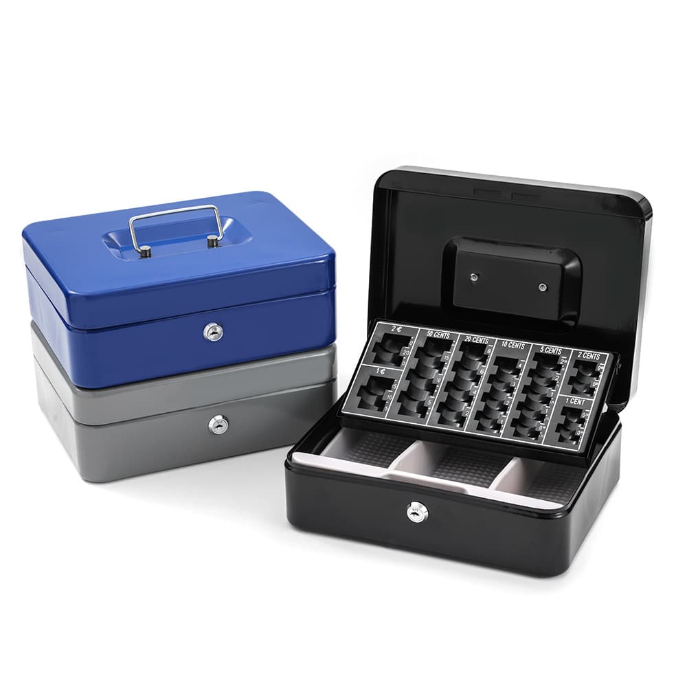 Large Metal Cash Box with Coin Tray, Key, Storage Change Box Euro Coin Box Cash Register Box Cross-Border