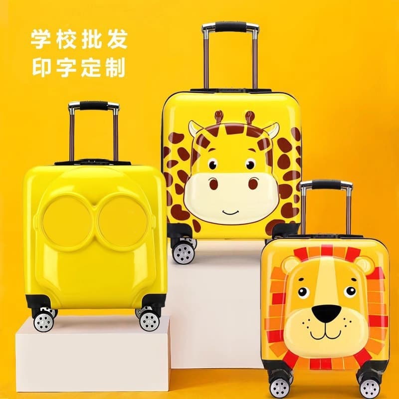 Kids Luggage with Trolley Handle, Cartoon Travel Suitcase for Boys and Girls with Spinner Wheels and Combination Lock
