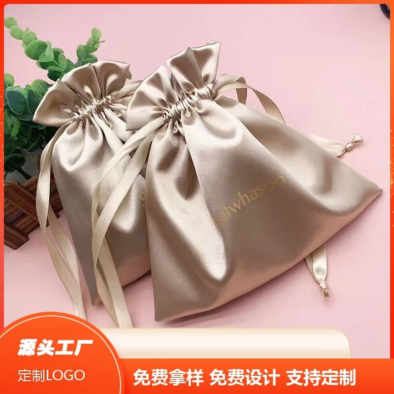 Direct sales satin drawstring storage bags in various sizes for travel, dust protection, and customizable colors and logos