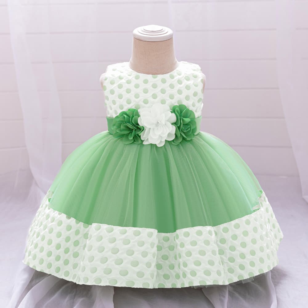 Toddler Girls Birthday Dress Tutu Skirt Baby Princess Dress Polka Dot European Piano Performance Dress Summer Kids Dress
