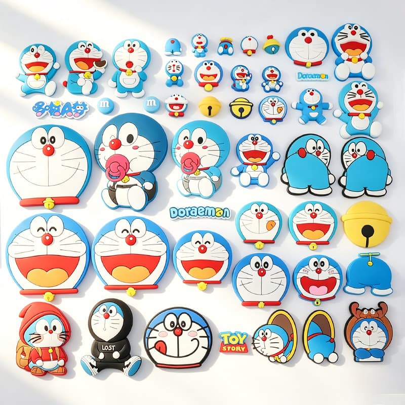 Cute Cartoon Laughing Doraemon Soft PVC Rubber DIY Sticker for Phone Case, Driver's License Cover, and Leather Case