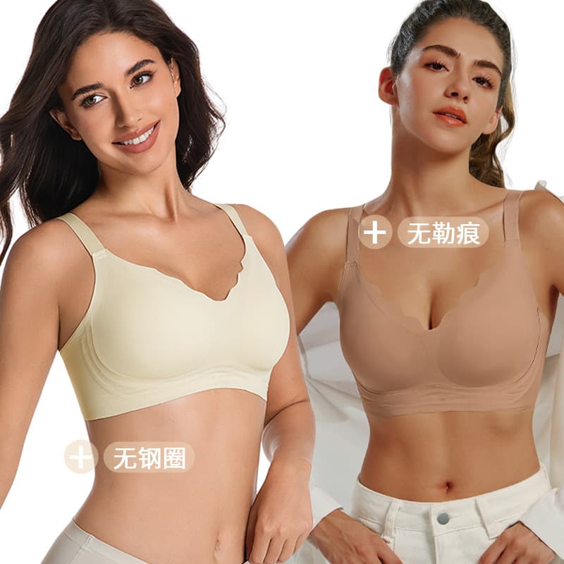 European and American cross-border foreign trade soft support underwear women's jelly strip lift anti-sagging seamless bra push-up comfort beautiful back