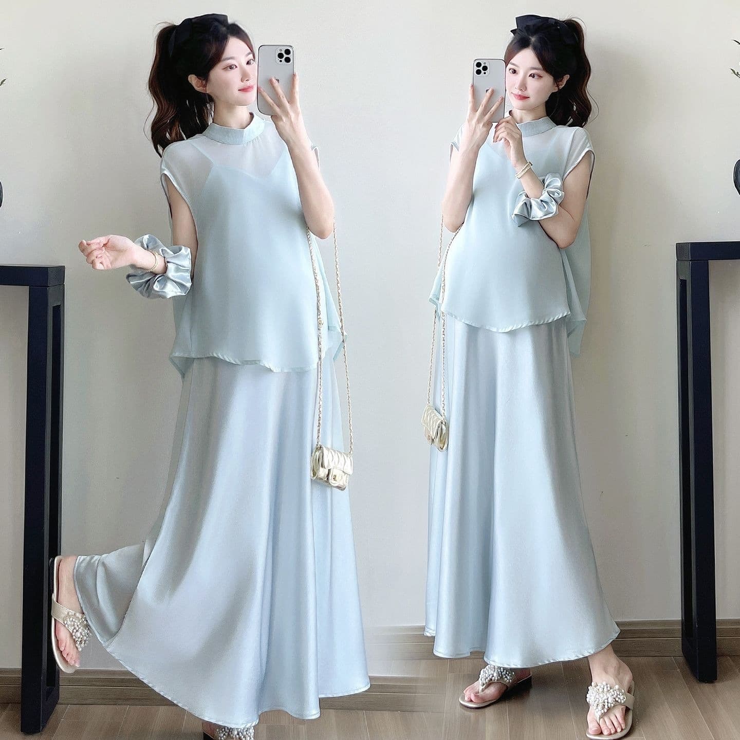 Maternity Summer Short-Sleeve Tank Top Dress Loose Casual Women's Summer New Style Dress Set