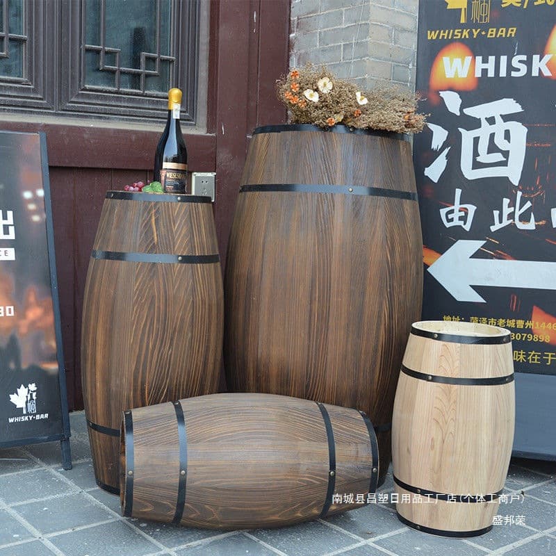 Oak wine barrel decoration, carbonized anti-corrosion solid wood barrel, wedding, bar, estate, exhibition beer and red wine barrel prop