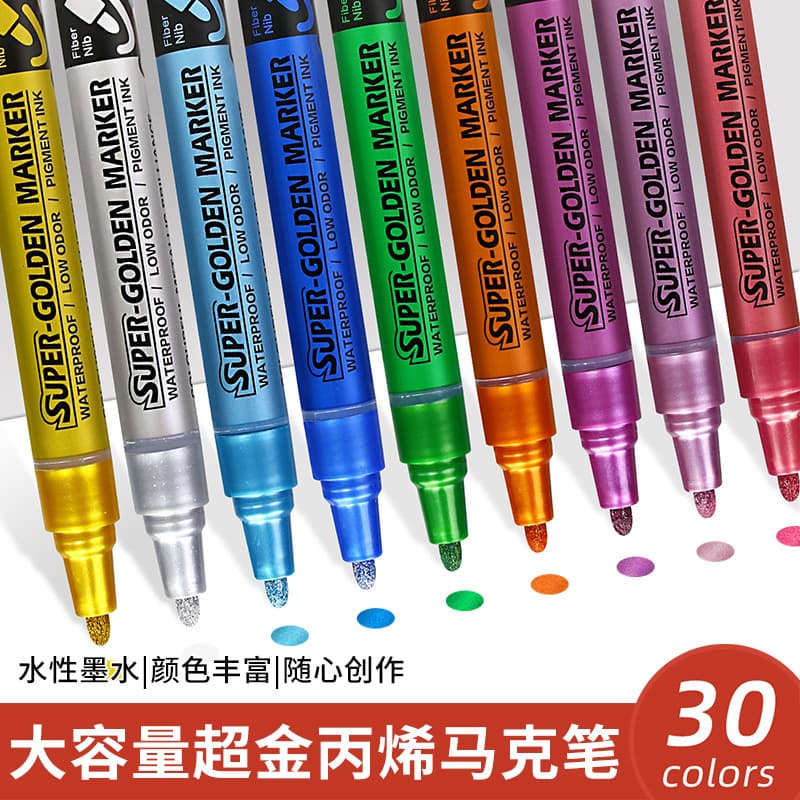 Large Capacity Metal Acrylic Markers, Quick-Drying, Waterproof, Hard Tip, Highlight Pens for Art Painting and Graffiti