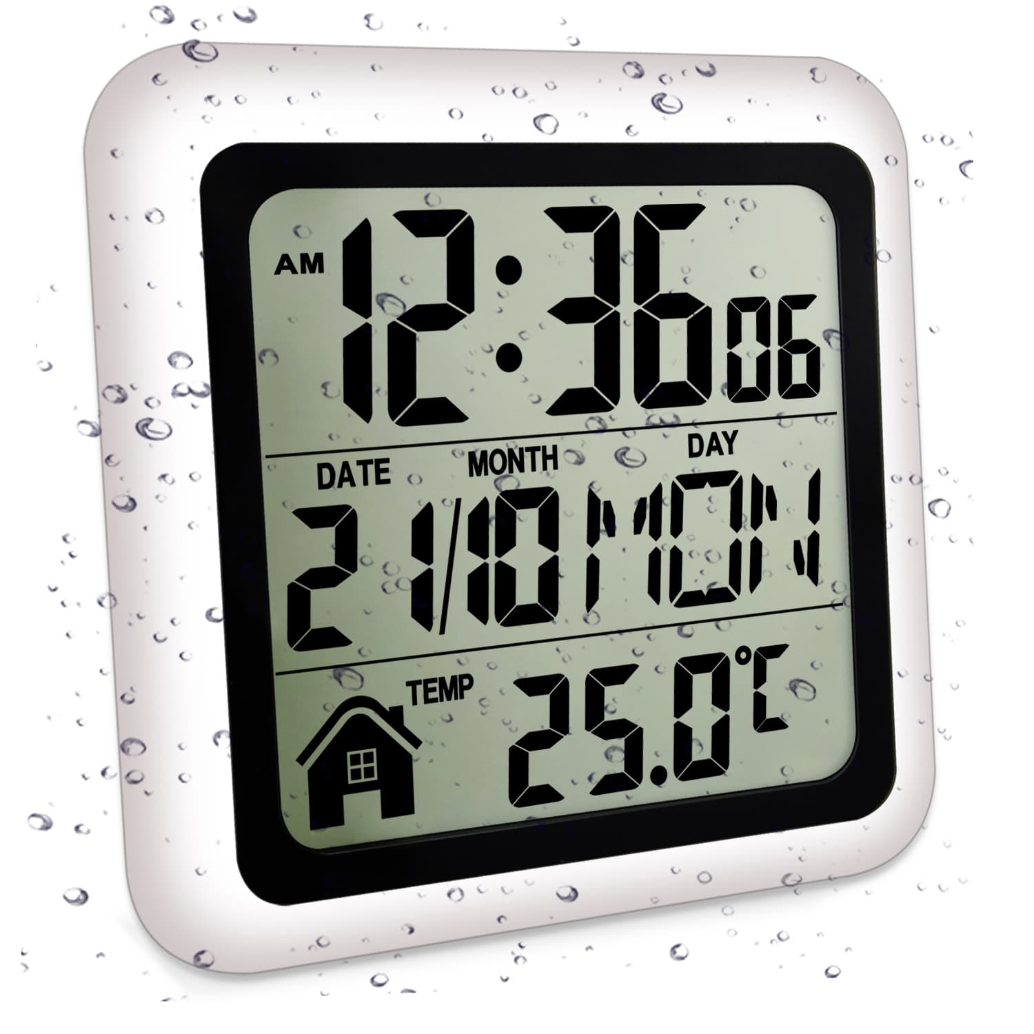 Cross-border no-drill bathroom and kitchen waterproof and dustproof suction cup clock, no-drill self-closing wall clock, can be placed or hung.