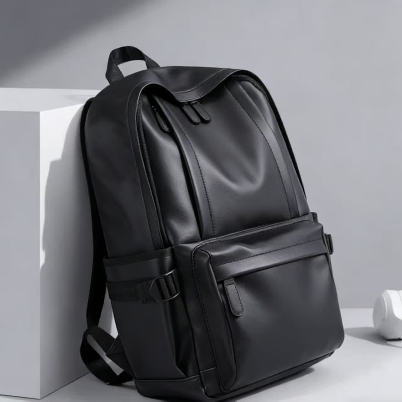 Trendy Men's Leather Backpack, Business Commuter Computer Bag, Large Capacity Backpack, Casual College Student Bag