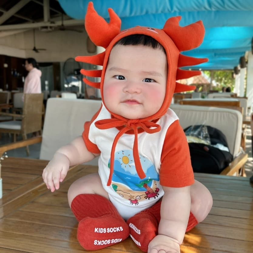 New Summer Crawling Suit Crab Design A-Class Ins Style Baby Romper for 100-Day Photo Studio Children's Clothing Cross-Border