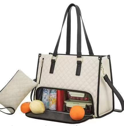 New Large-Capacity Lunch Bag Handbag Insulated Bag 2-in-1 Laptop Bag Fashionable Portable Tote
