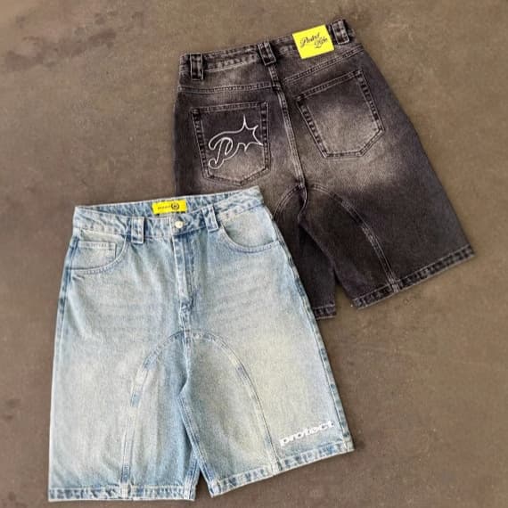 Cross-Border European and American Retro Casual American Street Embroidery Trend Loose Harajuku Washed Denim Five-Point Shorts Summer
