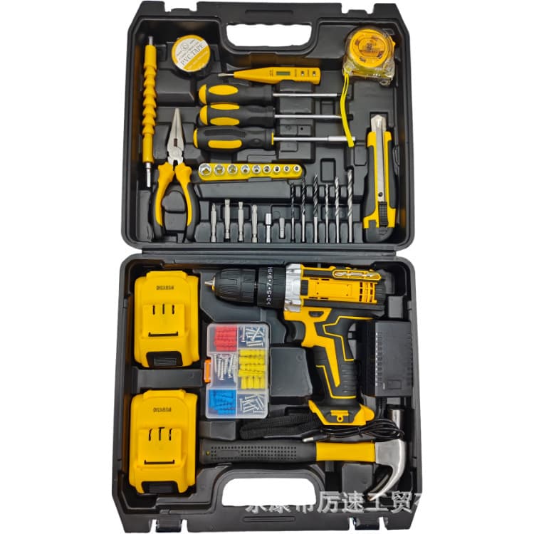 Cross-border Household Electric Tool Lithium Battery Brushed Impact Drill High Power Industrial Grade Electric Drill Multifunctional Hand Drill Charging