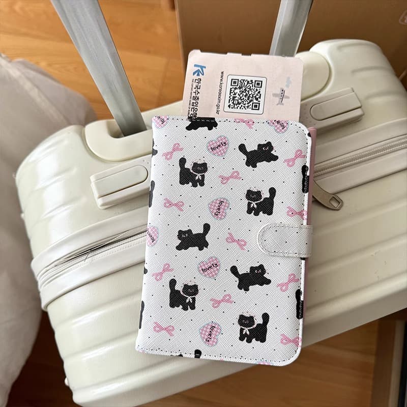 Original Cute Butterfly Cat Passport Holder Ticket Organizer Card Wallet Cartoon Multi-Functional Portable Travel