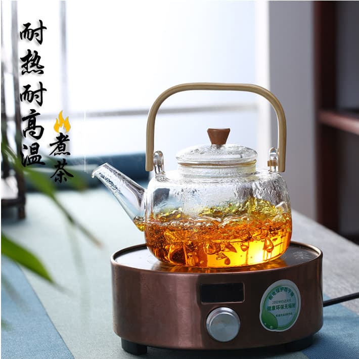 High-Aesthetic Glass Teapot Set for Home, High-Temperature Resistant Thickened Anti-Burst Tea Boiler, Brewing Pot with Tea-Water Separation