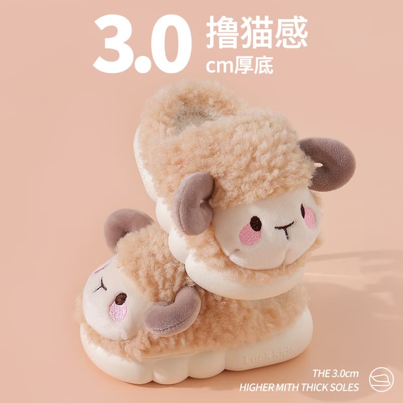 Children's Cotton Slippers Girls Winter Boys Cute Kids Baby Home Warm Thick Bottom Bag Heel Non-Slip Plush Slippers