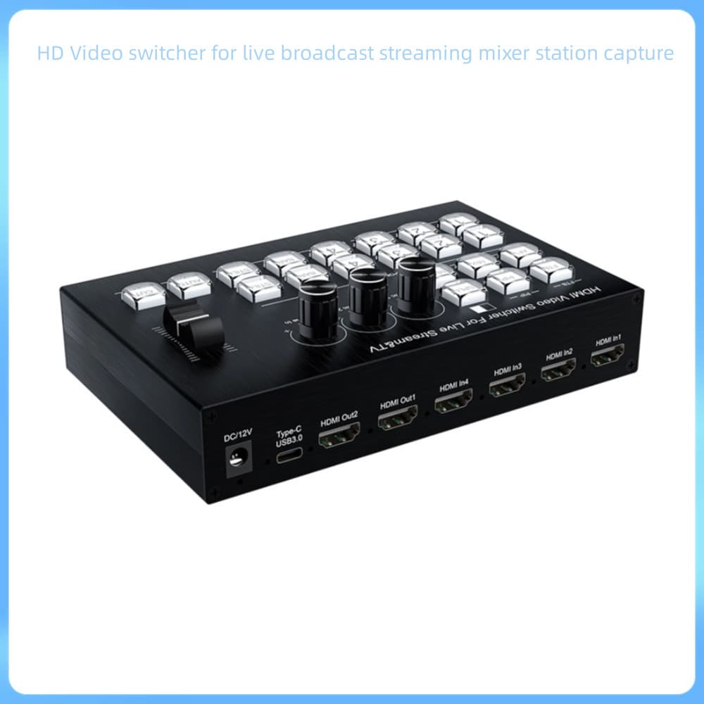 HD-MI Video Director Switcher 4 Input 2 Output with One TYPE C Capture Port Live Streaming OSD Display Input 4 Channels