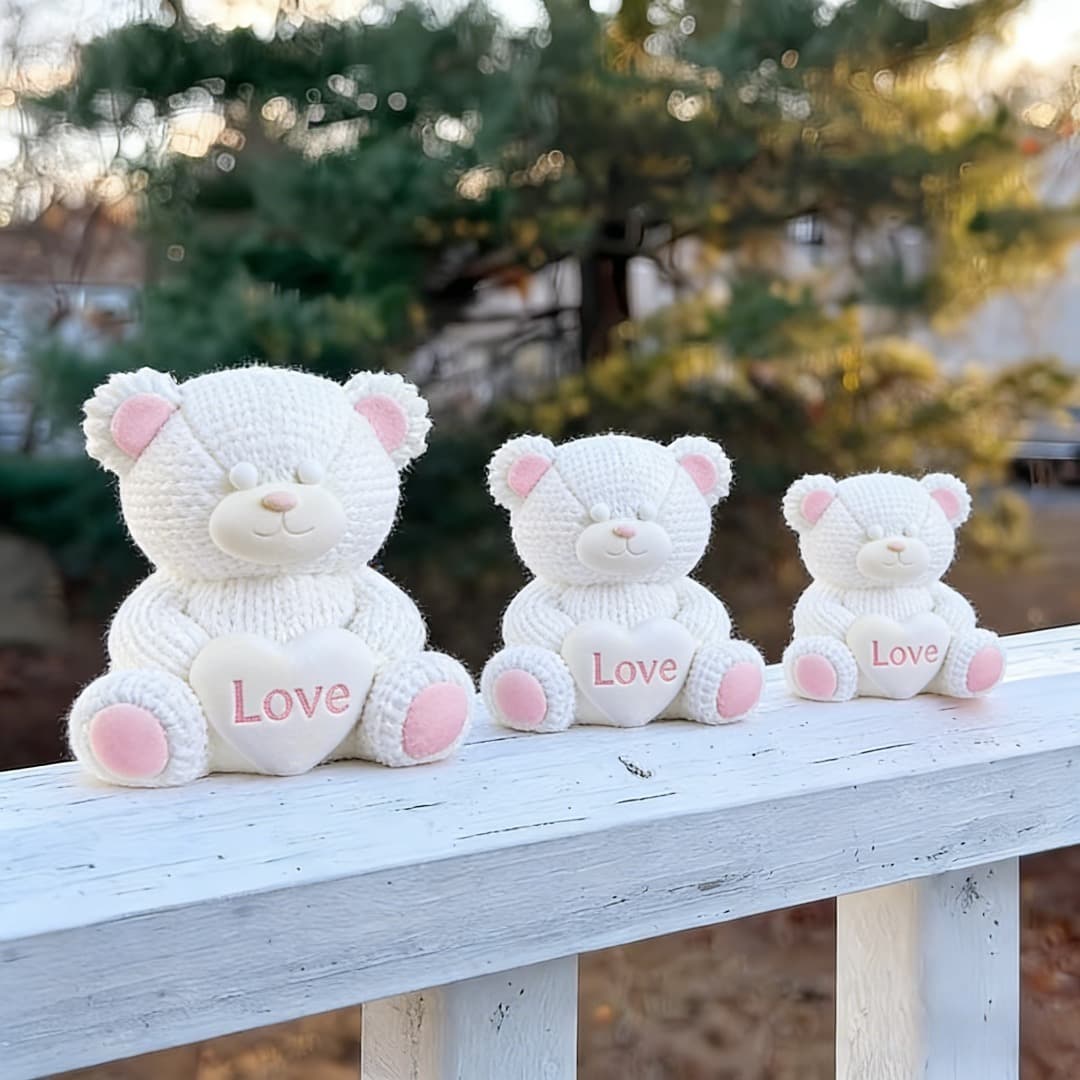 3 knitted care bear silicone molds, 3D three-dimensional heart bear glue mold, plaster aromatherapy