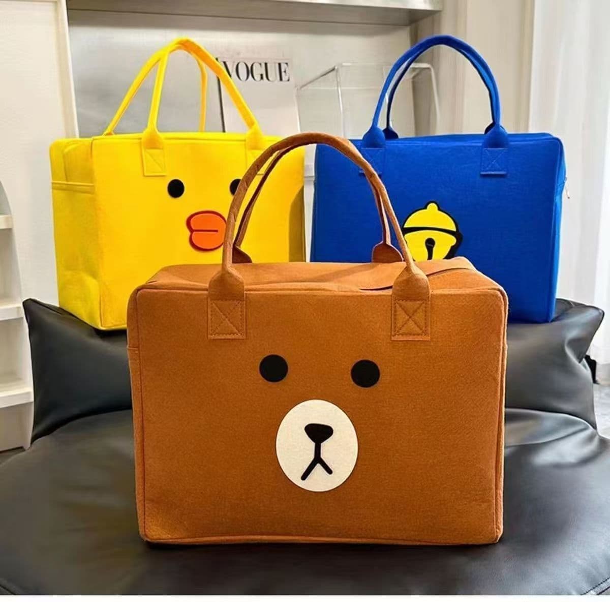 Support drop shipping of fashionable large-capacity luggage bags, women’s handbags, luggage bags cartoon prints
