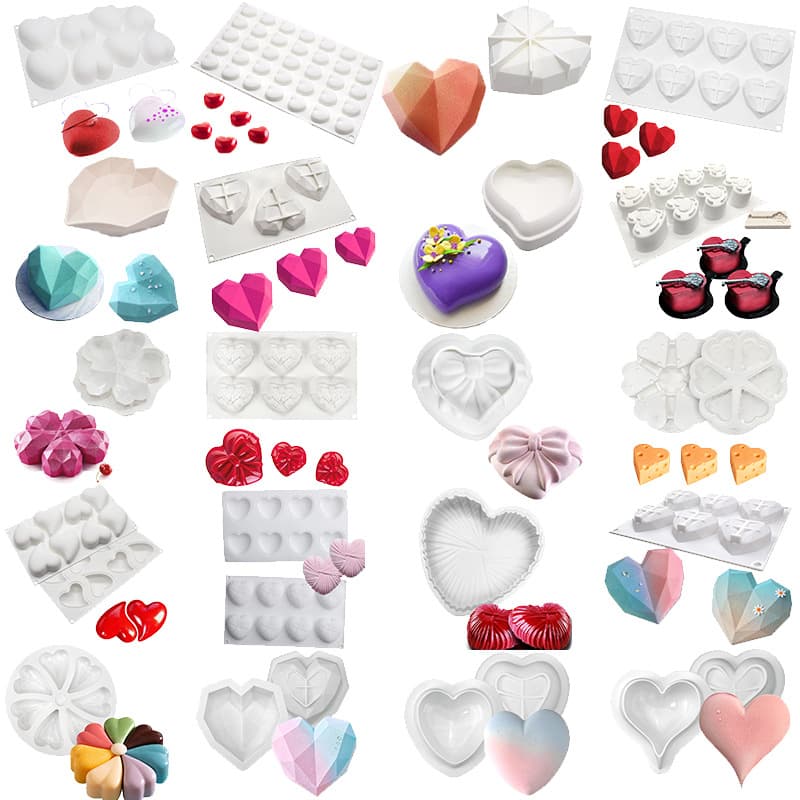 Diamond Mousse Mold Valentine's Day Heart Silicone Mold French Dessert Silicone Cake Mold DIY Baking Tool