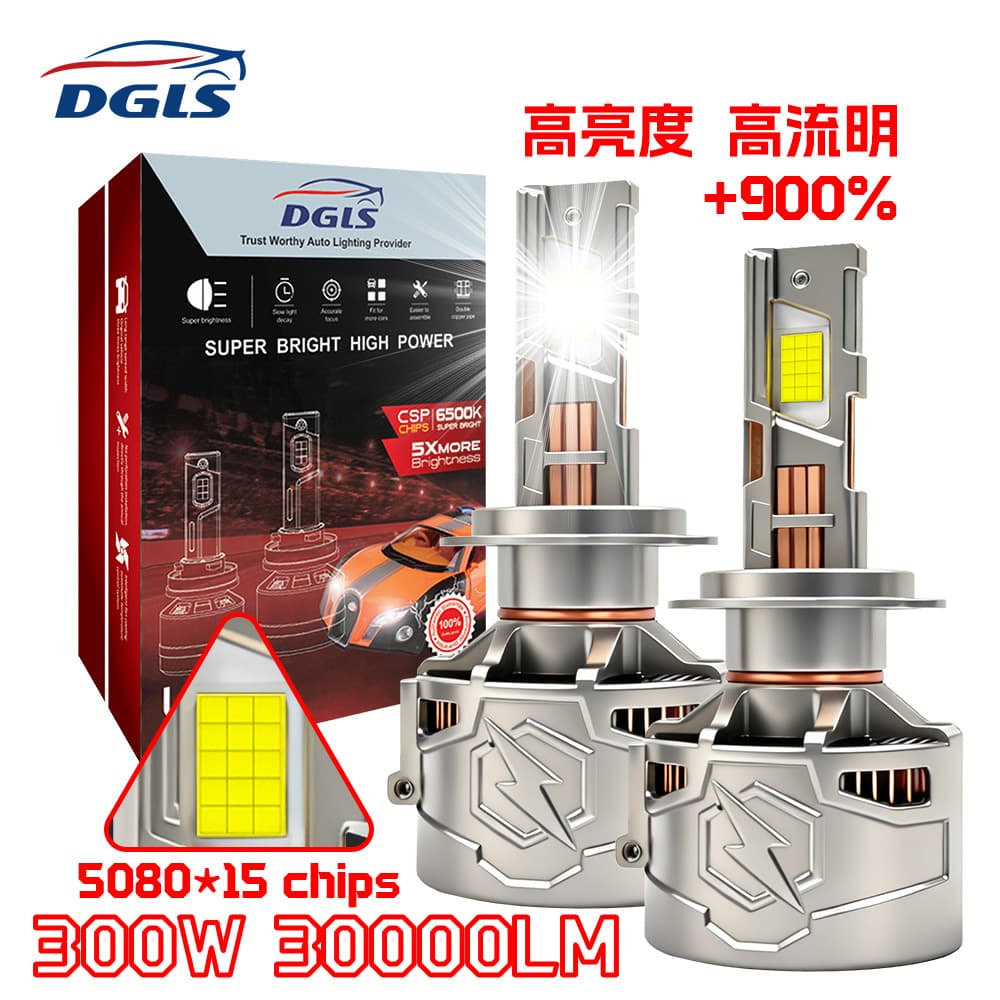Dgls New Car LED Headlight 400W High Power 9005/H7/H1 High Brightness High and Low Beam Integrated Cross-Border