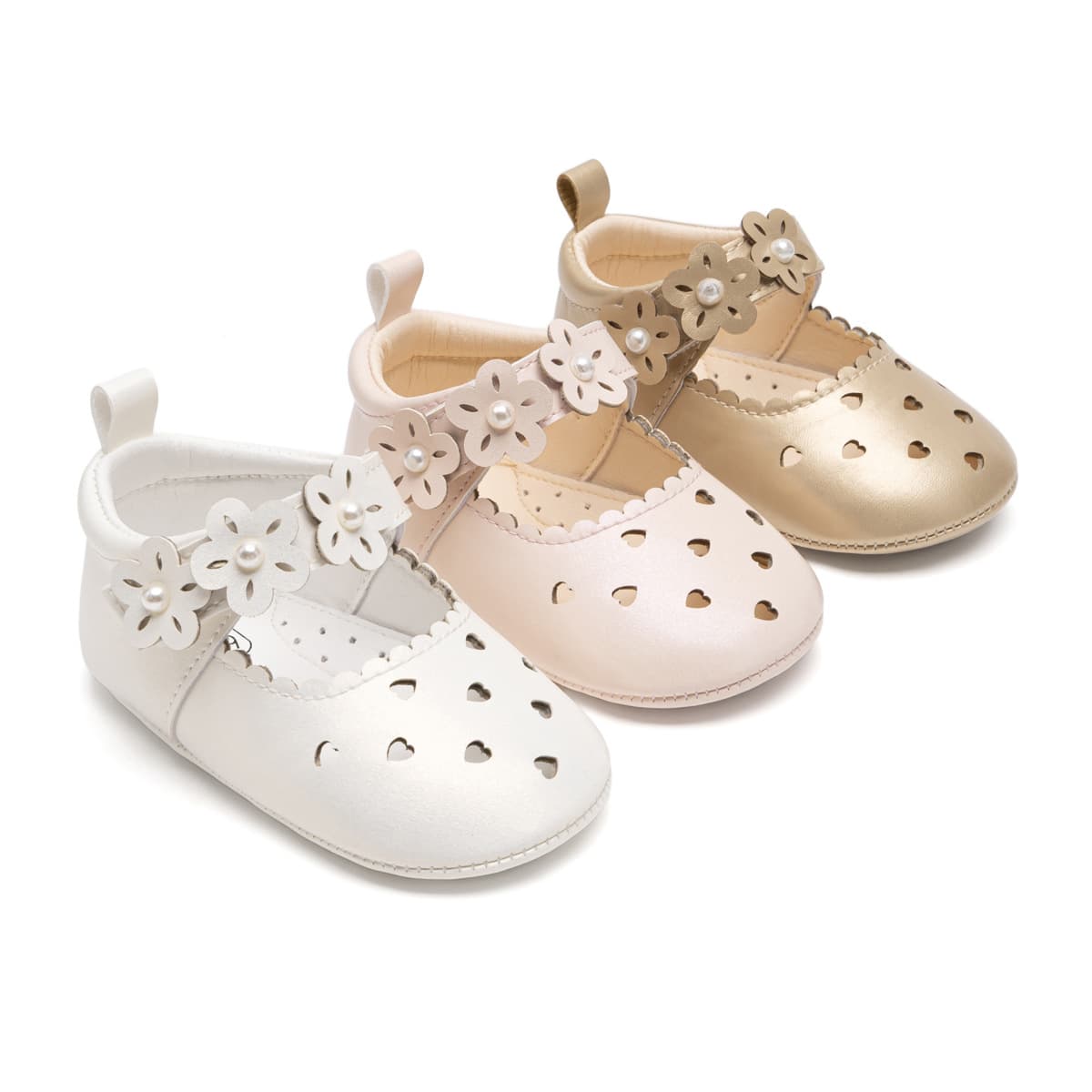Baby Girl Princess Shoes Soft Sole Hollow Heart Flower Mary Jane Baby Shoes