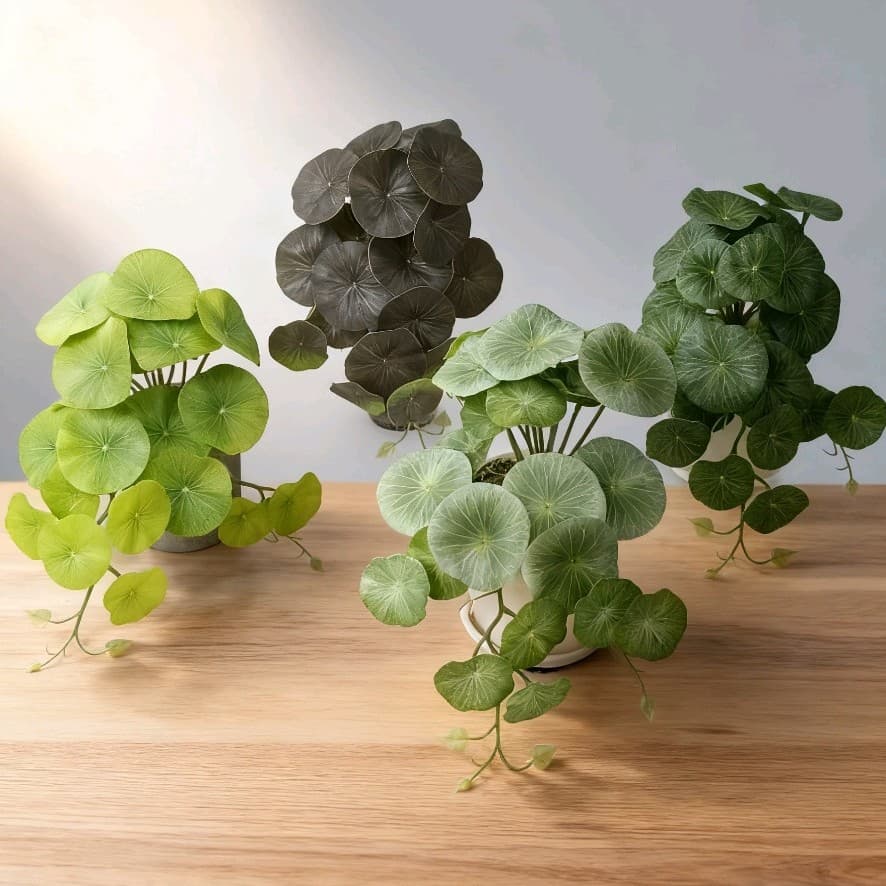 Highly Realistic Artificial Green Vine Leaves with Coin-like Foliage for Plant Wall Decor and Ornaments