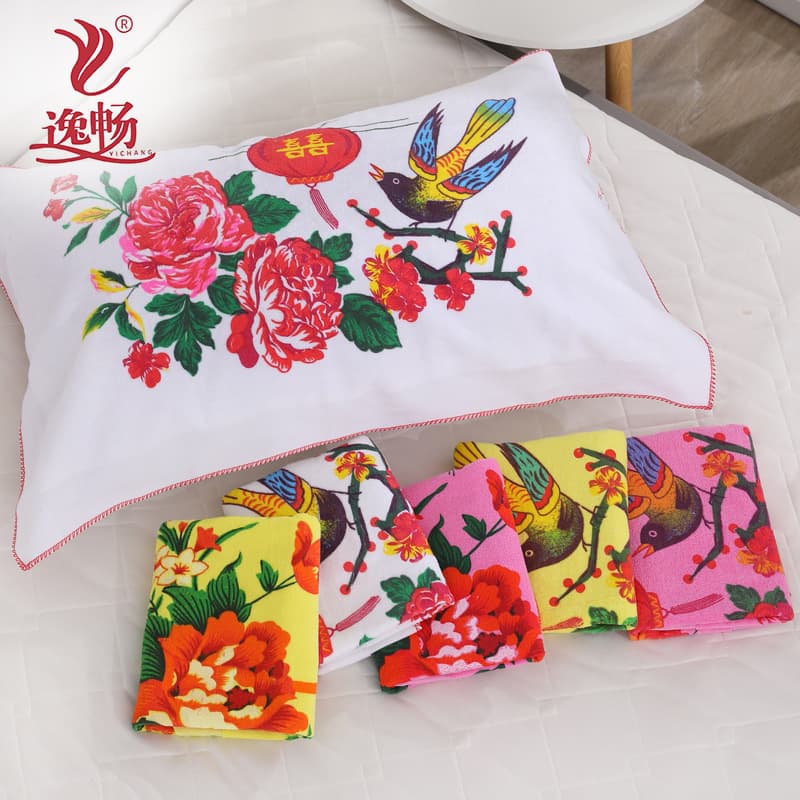 Old Shanghai Nostalgic Vintage Cut Velvet Printed Pillow Towel, Pure Cotton 80s Retro Lace Work Protection Pillow Towel