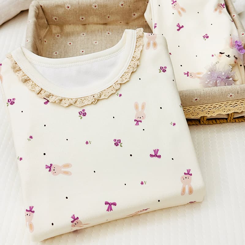 Children's Pajamas 2025 Autumn Winter New Girls Cartoon Cute Warm Base Layer Medium and Large Kids Baby Loungewear