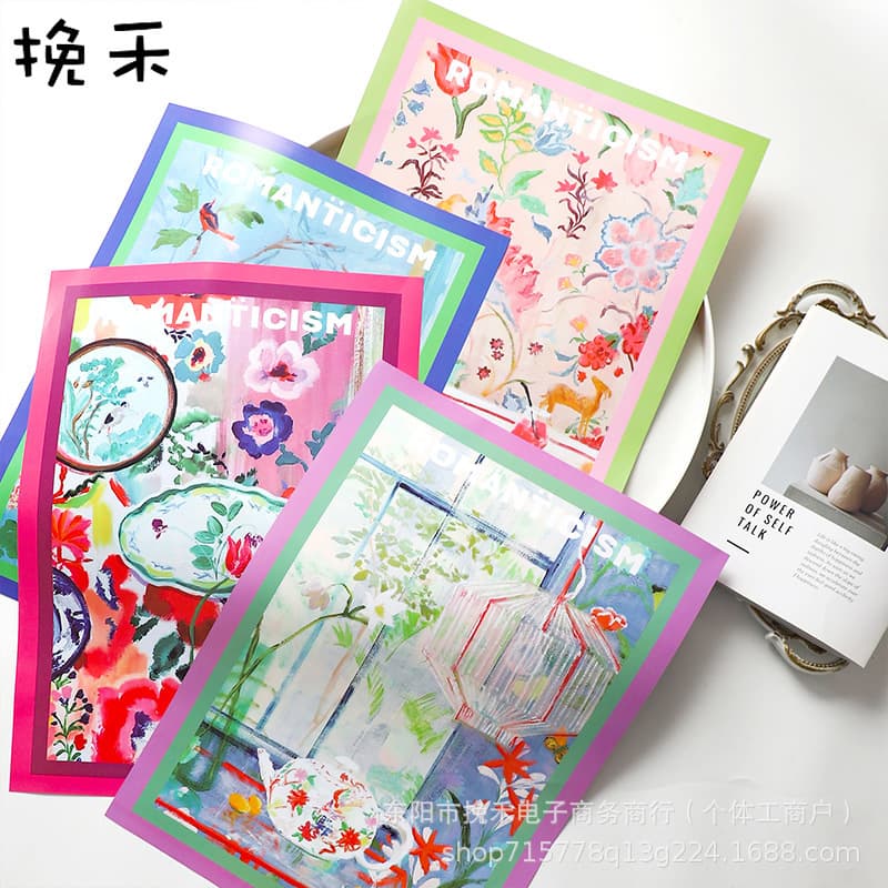 Wanhe Matisse-style Oil Painting Color Control Flower Wrapping Paper Fresh Flower Bouquet Kraft Paper Packaging Paper Floral Art Premium