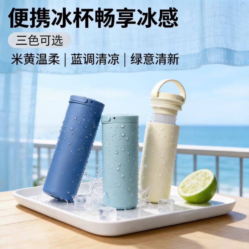 Best-selling Japanese & Korean Insulated Ice Cup, Double-Layer Hot/Cold Portable Ice Pack, Silicone Ice Bucket for Heatstroke Prevention, Large Capacity Ice Cup
